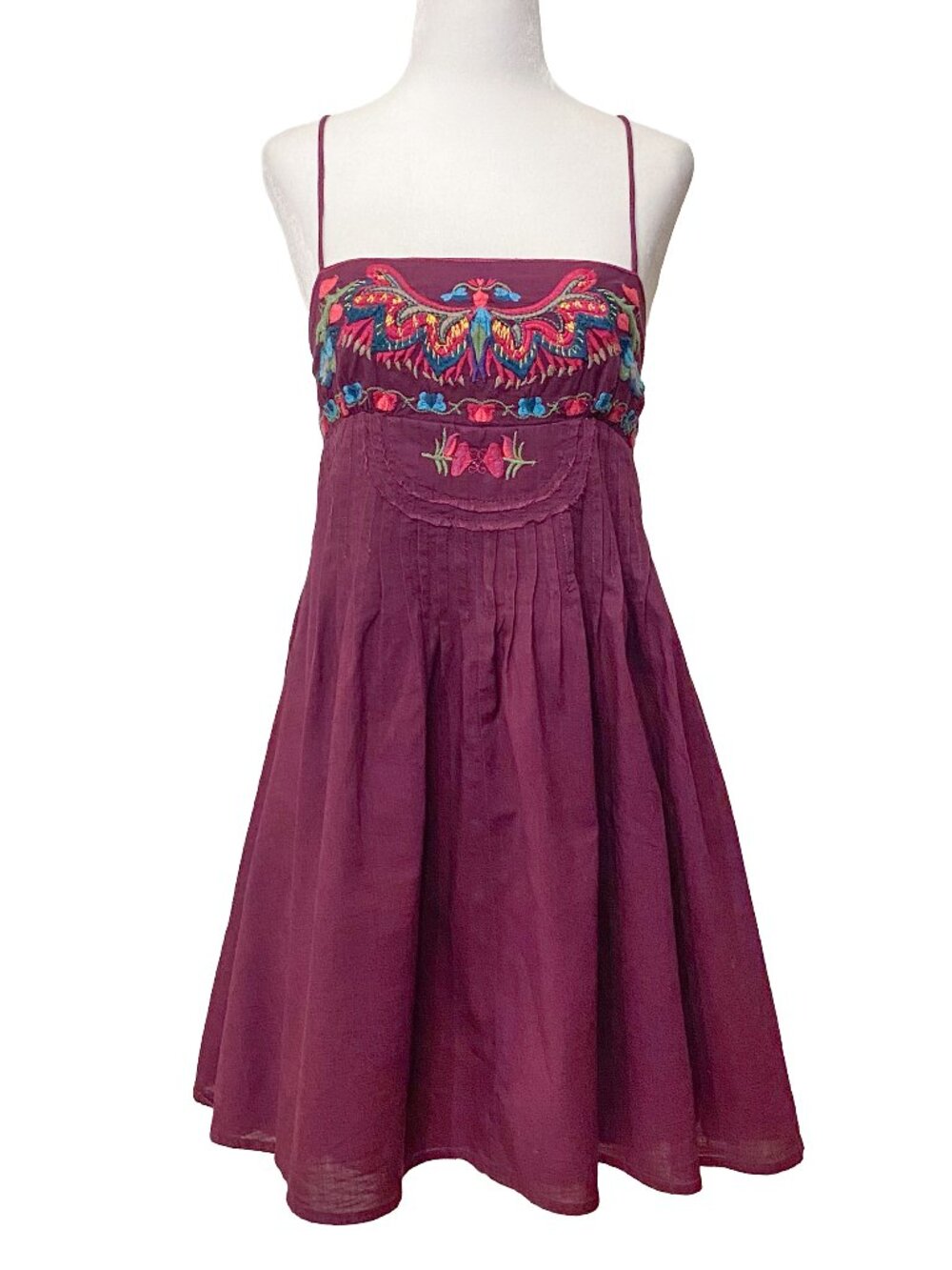 FREE PEOPLE Purple Embroidered Babydoll Mini Dress 8